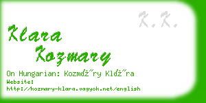 klara kozmary business card